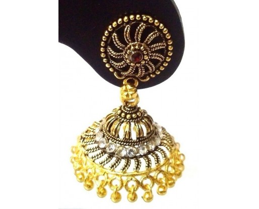 Golden Oxidized Earrings Jhumka Jhumki Jewelry Bollywood Drop Dangle Long EA171